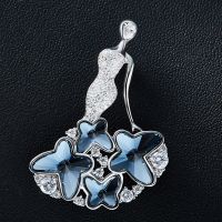 925 sterling silver brooches with top CZ and white rhodium plated