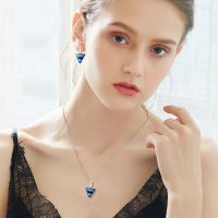 Peacock Blue Gemstone Jewelry Sets Sapphire Jewelry Pendants And Earrings