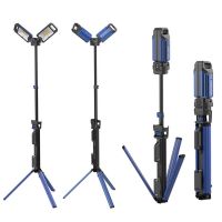 Rechargeable 2000lumen Magnetic Tripod Led Work Light Triple Pivoting Heads Led Construction Work Lamp With Telescoping Tripod