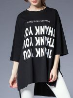 moozoi asymmetrical plus size printed T-shirt
