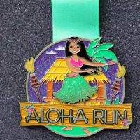 High Quality Zinc Alloy Soft Enamel Your Own Metal Glitter Funny Running Medal with Ribbon