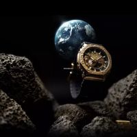 DIGITAL WATCH : The Moon 3D Textured Gold IP Stainless Steel Bezel
