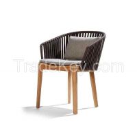 Hot sale coffee dining chair teak wood leg outdoor chair rattan garden
