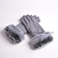 women fashion winter 80% wool 20% acrylic gloves with fur trim