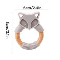 Fox Organic Wood Wooden Silicone Baby Teether Wholesale