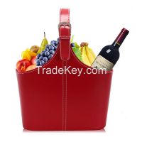 Colorful Handmade PU Leather Storage Baskets for Fruits Gifts