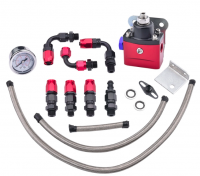 Universal Adjustable CARB Aluminum Fuel Pressure Regulator Kit with Gauge AN6 Fuel Line Hose Fittings