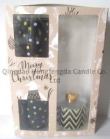 wax filled glass and reed diffuser with scent in gift set