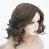 A13 Inches Brown Color With Highlight 6810 Hand-tied Skin Top Jewish Wig