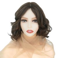 A13 Inches Brown Color With Highlight 6810 Hand-tied Skin Top Jewish Wig