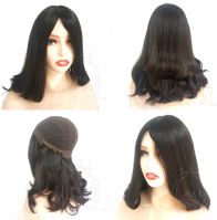 18 inches natural black natural wave medium density standard 4x4â€ Jewish wig 