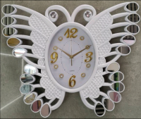 White Color 3D Decoration Wall Clock Butterfly Design Modern Wall