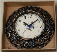 12 Inch Round Carved Design Home Decor Hanging Wall Clock