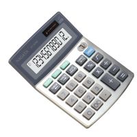 Desktop Calculator, Dual Power Supply, Large Screen, 12-digit Display Solar Calculator