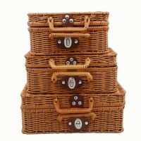 Handmade woven lunch basket piknik sepeti wicker rattan basket plastic picnic basket set picnic basket