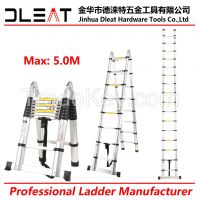 Dleat 2.5m+2.5m aluminum double telescopic ladder