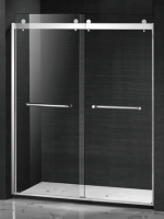Frameless Custom Barn Style Sliding Bypass Shower Doors