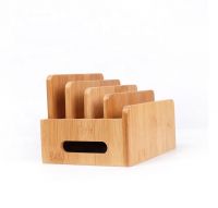Bamboo Charging Station &amp; Multi Device Organizer Slim Version for Smartphones, Tablets, and Laptops
