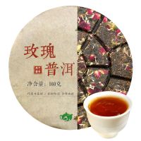 Wholesale 160g Chinese Health Slimming Yunnan Rose Flower Combined with Shu Ripe Puer Tea Cake