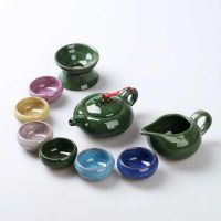 5  Wholesale Colorful Iced Crack Porcelain Tea Set 7/Pic Suit for Kung Fu Tea