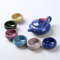 Wholesale Colorful Iced Crack Porcelain Tea Set 7/Pic Suit for Kung Fu Tea