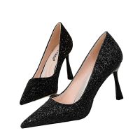 New Women Pumps Glitter Crystal High Heels For Women Shoes Gold Black Elegant Wedding Chunky Female Stiletto