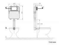 Hansbo Concealed Cistern, Dual Flush, Lower Tank, Compact Panel, Flush Volume Adjustable