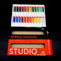 Art Supplies Craft Artist Quality Acrylic Paint Set 24 Colors Rich Pigments for Painting Canvas Fabric