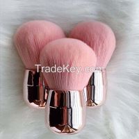 Pink soft synthetic hairy mushroom head powder brush plastic little Ka