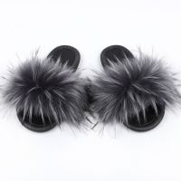 Fashion Faux Fox Fur Slippers for Lady