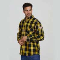 Wholesale Mens Flame Resistant Plaid shirt Breathable 100% Cotton Work Shirts