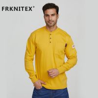 Wholesale Flame Resistant t shirt Cotton Long Sleeve Henley Shirt