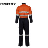 Wholesale Orange Cotton Fire Retardant Workwear Work Industry Construction Worker Coverall Uniform