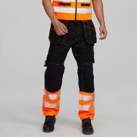 Mens Construction Work Clothes Work Wear Reflective Tape Workwear Safety Cargo Stretch Pants