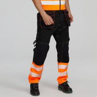 Mens Construction Work Clothes Work Wear Reflective Tape Workwear Safety Cargo Stretch Pants