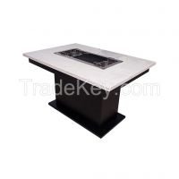 Restaurant Smokeless Stainless Steel Grill Marble BBQ Hot Pot Table