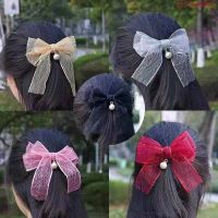 Pure Color Bow Hairpin With Lace And Imitation Pearl