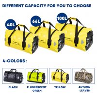 Waterproof Travel Duffel Bag PVC500D Double-bottom With Rope and Inner Pocket 40L 66L 100L