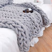 High Quality Super Thick Fashion Hand-made Throw Wool Chunky Knit Blanket