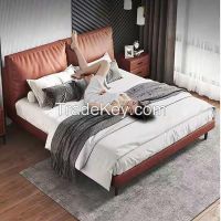 Umikk Leather Wooden Bed Single Size Customized Furnitur Bedroom Bed