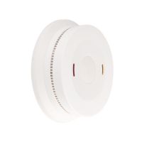 Round White Wireless Smoke Detector Interconnected Devices 3v Button Smart Smoke Detector