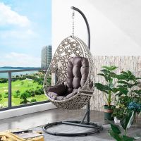 Egg Design Balcony Swing Chair Garden Hammock Swing Chair with PE Rattan and Cushions