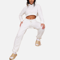 Custom Street Wear Sports Workout Cotton  Spandex White Hodie For Women