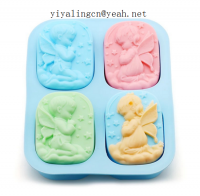 4 Cavity Boy And Girl Angel Shape Silicone Handmade Soap Mold