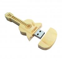 Wooden Guitar Usb Flash Drives With Customized Logo , 4gb Usb With Gifts Boxes 