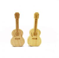 Wooden Guitar Usb Flash Drives With Customized Logo , 4gb Usb With Gifts Boxes 