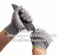 Anti Cut Level 5 13 Gauge Hppe Liner Pu Coated Cut Resistant Gloves