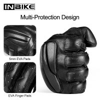 Inbike Goatskin Leather Gloves Breathable 5mm Thickened Eva Pads Touch Screen Racing Motorbike Gloves Cm310
