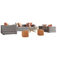 Home Leisure Furniture 3+2+1 Modern Velvet Fabric / Genuine Leather Sofa Set