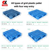 Grid plastic pallet with four way entry